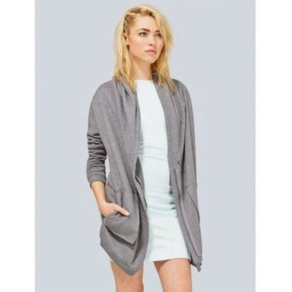 Aritzia Wilfred Roussea Zip Up Cardigan Sweater Light Grey - Picture 3 of 15